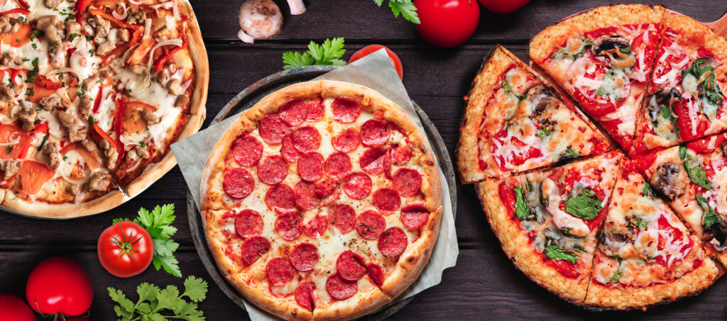 Overhead shot of Pizza's