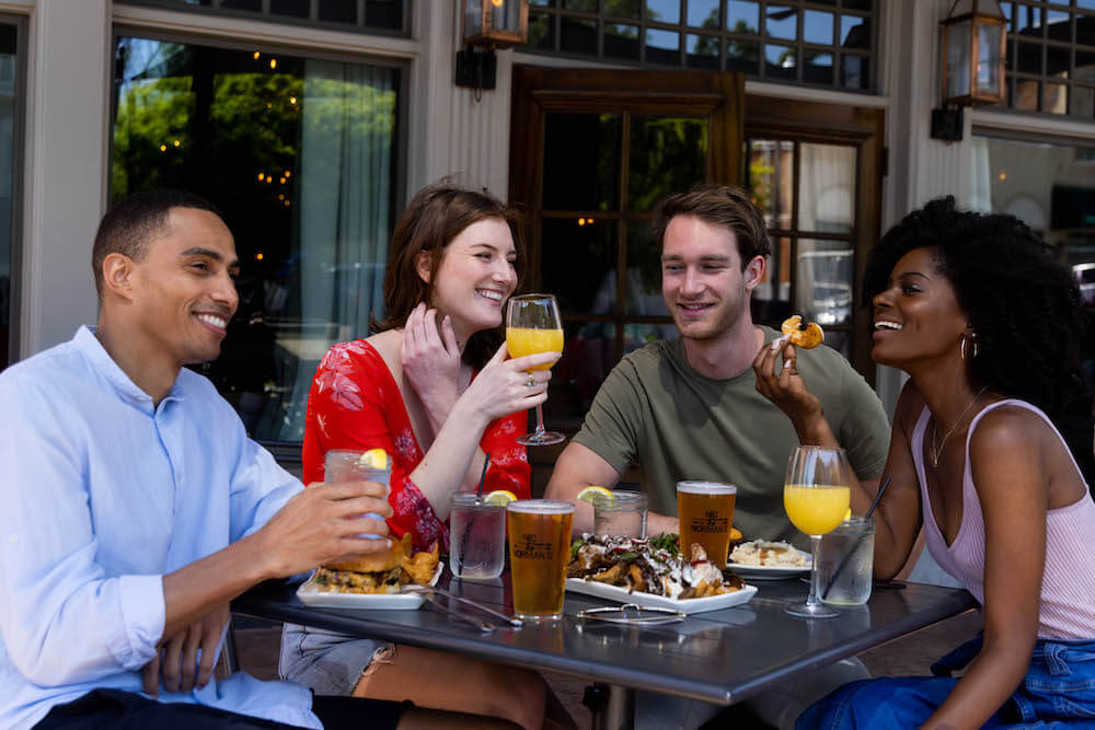 Friends enjoying mimosas at brunch